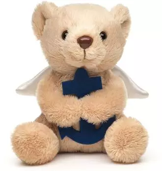 UNI-TOYS Schutzengel-Teddyb&auml;r mit blauem Anker Plushie 13 cm (H&ouml;he)