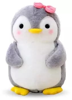 Gerster Pinguin Pl&uuml;schtier mit Schleife, grau, 25cm