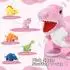 LuxusKollektion Dino Kuscheltier XXL Set 50cm, rosa, mit 5 Babys (6-teilig)