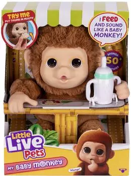 Little Live Pets My Baby Monkey Interaktives Spielzeug, braun, Kinder