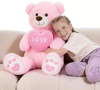 Gerster Riesen-Teddyb&auml;r mit Herz "I Love You" 90cm, rosa