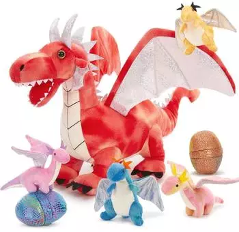 LuxusKollektion Drachen Kuscheltier XXL mit Baby im Bauch, rot, 55cm