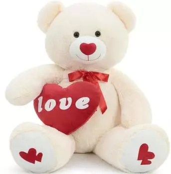 LuxusKollektion Riesen Teddyb&auml;r mit Herz "I Love You" 130cm, ivory