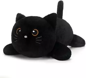 LuxusKollektion Gewichtetes Katzen-Kuscheltier, schwarz, 25cm