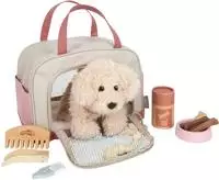 small foot Hund mit Tasche und Pflege-Set rosa, 14-teiliges Rollenspielset ab 2
