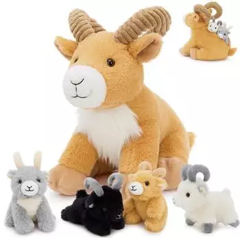 LuxusKollektion Ziege Kuscheltier XXL 5er-Set, 37cm, braun-wei&szlig;, Babys im Bauch