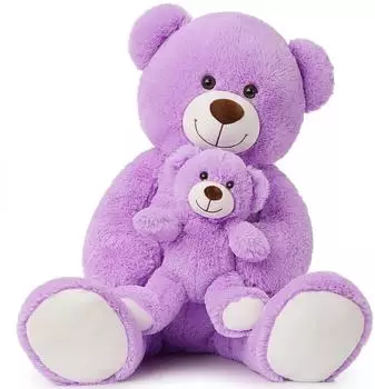 LuxusKollektion Teddybär XXL 100cm mit Kleinbär, lila, 2er Set