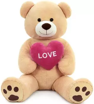 LuxusKollektion Riesen Teddyb&auml;r mit Herz "I Love You", hellbraun, 130cm
