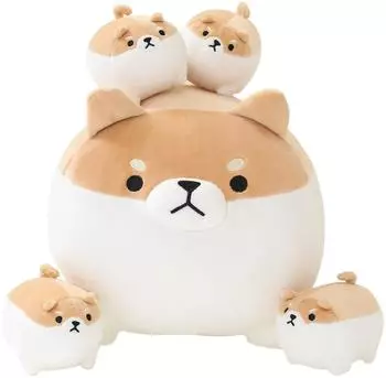 LuxusKollektion Shiba Inu Pl&uuml;schtier mit 4 Welpen, Baumwolle