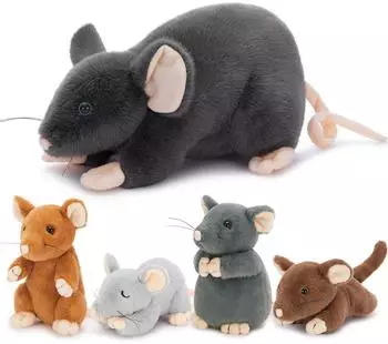 LuxusKollektion Riesen Maus Kuscheltier XXL mit Baby im Bauch, 40cm, dunkelgrau