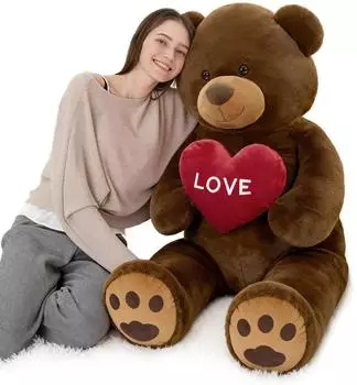 LuxusKollektion Riesen-Teddyb&auml;r mit Herz "I Love You" braun 130cm