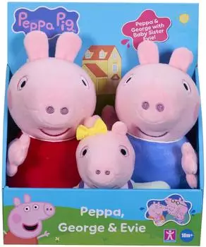 Character Options Peppa, Schorsch & Baby Evie Pl&uuml;schfiguren 3er-Set (08423)