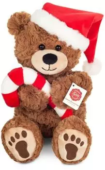 Teddy Hermann 94703 - Weihnachtsteddy mit Zuckerstange, Pl&uuml;sch, 30 cm