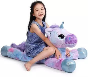 LuxusKollektion Einhorn Plüschtier Regenbogen blau/lila 110cm