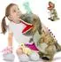 LuxusKollektion Riesen Dino Kuscheltier XXL mit 3 Babys im Bauch, dunkelgrün, 60cm