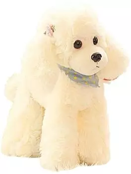 LuxusKollektion Kuscheltier Pudel mit Schal, 30cm, wei&szlig;