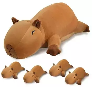LuxusKollektion Capybara Pl&uuml;schtier mit 4 Babys, Pl&uuml;schkissen (22x50cm)