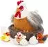 LuxusKollektion Riesen Huhn Kuscheltier XXL mit 3 Küken und 2 Eiern, grau-braun (37cm)