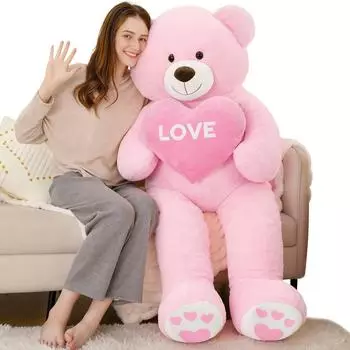 LuxusKollektion Riesen Teddyb&auml;r XXL mit Herz "I Love You" 183cm, rosa
