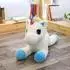 Gerster Einhorn Kuscheltier Plüsch, weiß/blau, 40cm