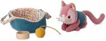 Lilliputiens Jeanne Katze Kuscheltier mit Korb, rosa