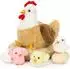 Gerster Huhn Kuscheltier XXL mit 3 Küken und 2 Eiern, khaki-weiß, 36cm