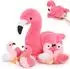 LuxusKollektion Flamingo Plüschtier sitzend mit 4 Babys im Bauch, rosa, 45cm
