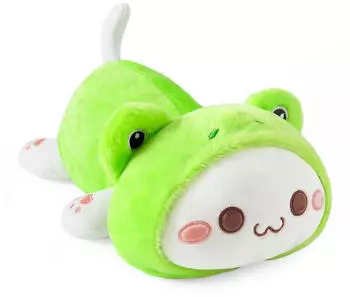 Gerster Frosch-Katze Kuscheltier Pl&uuml;schkissen, gr&uuml;n, 50cm