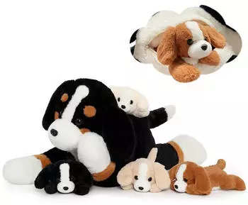 Gerster Berner Sennenhund Kuscheltier XXL mit 4 Welpen im Bauch
