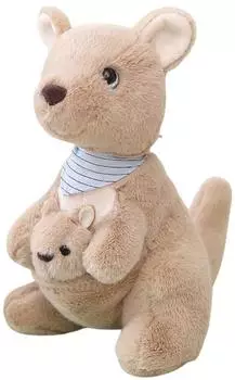 Lean Toys K&auml;nguru Kuscheltier mit Jungtier in Bauchtasche, 23cm