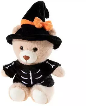 Heunec 453654 - HALLOWEEN B&auml;r Hexe Skelett, Pl&uuml;sch, 15 cm