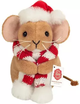 Teddy Hermann Weihnachtsmaus mit Schal, Pl&uuml;sch, 11cm (946045)