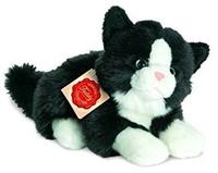 Teddy-Hermann - Katze liegend schwarz/wei&szlig;, 20 cm