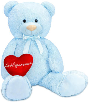 Brubaker Teddybär XXL 100cm mit Herz "Lieblingsmensch" hellblau