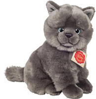 Teddy Hermann Kuscheltier "Kart&auml;user Katze sitzend grau, 20 cm" zum Teil aus