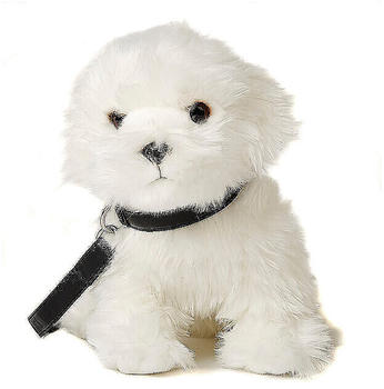 UNI-TOYS Malteser Hund mit Leine 26cm weiß
