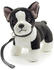 UNI-TOYS Französische Bulldogge mit Leine 25cm schwarz/weiß