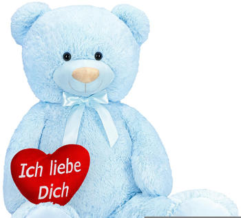 Brubaker Teddybär XXL 100cm mit Herz "Ich liebe dich" hellblau