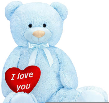 Brubaker Teddybär XXL 100cm mit Herz "I love you" hellblau
