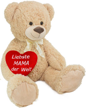 Brubaker Teddybär XXL 100cm mit Herz "Liebste Mama der Welt" beige