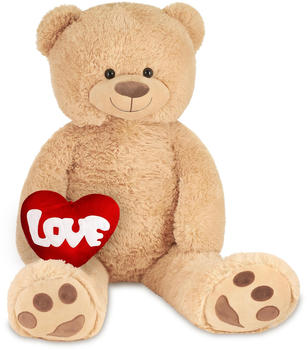 Brubaker Teddybär XXL 100cm mit Herz "Love" beige