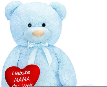 Brubaker Teddybär XXL 100cm mit Herz "Liebste Mama der Welt" hellblau