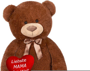 Brubaker Teddybär XXL 100cm mit Herz "Liebste Mama der Welt" braun