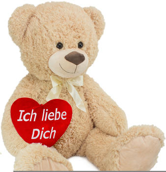 Brubaker Teddybär XXL 100cm mit Herz "Ich liebe dich" beige