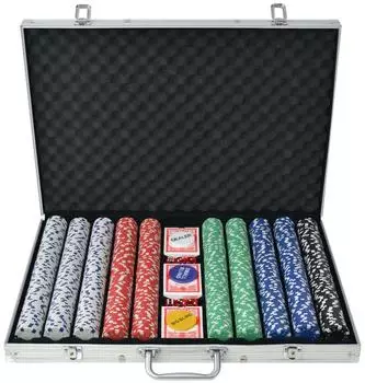 vidaXL Poker Set mit 1.000 Chips Aluminium (80183)