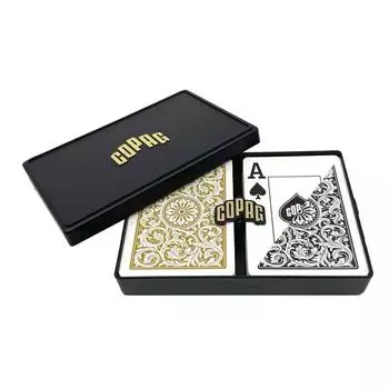 Copag Elite Jumbo Face Spielkarten 2-Deck schwarz/gold 100% PVC (130012715)