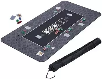 Relaxdays Pokermatte 180x90cm, rutschfest, schwarz