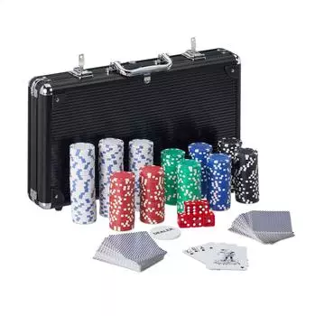 Relaxdays Pokerkoffer mit 300 Chips, Metall/Kunststoff, abschließbar