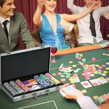 Sport Now Pokerkoffer-Set 300 Chips 11,5g mit Schloss, silber, Metall (23x38,5cm)