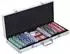HomCom Pokerkoffer-Set 500 Chips, 2 Kartenspiele, 5 Würfel, Alukoffer (A70-014)